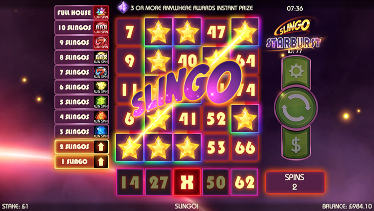 Slingo Starburst Slot Gameplay