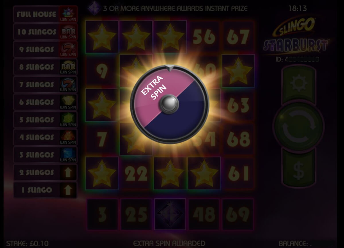 Slingo Starburst Slot Spin